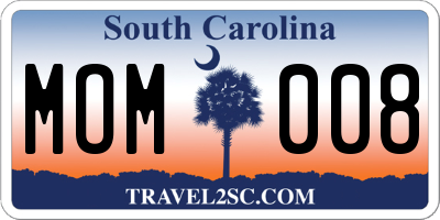 SC license plate MOM008