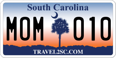 SC license plate MOM010