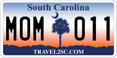 SC license plate MOM011
