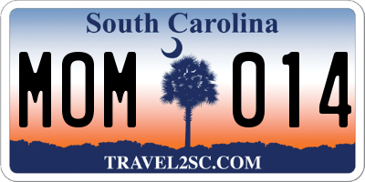 SC license plate MOM014