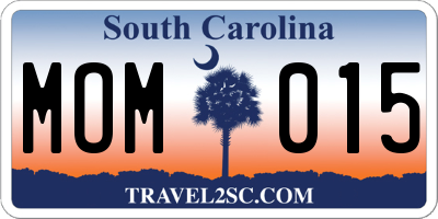 SC license plate MOM015