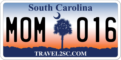 SC license plate MOM016