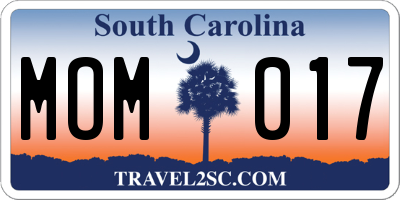 SC license plate MOM017