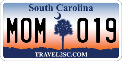 SC license plate MOM019
