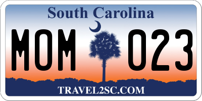 SC license plate MOM023