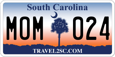 SC license plate MOM024