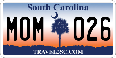 SC license plate MOM026