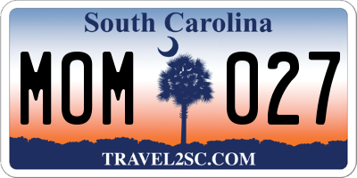 SC license plate MOM027