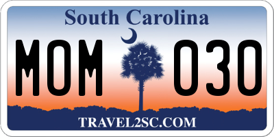 SC license plate MOM030