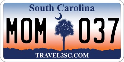 SC license plate MOM037