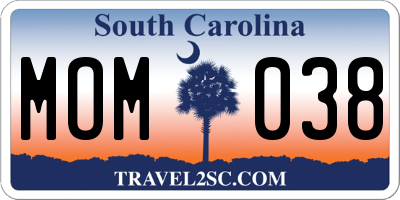SC license plate MOM038