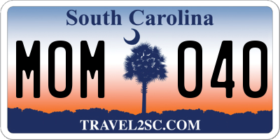 SC license plate MOM040