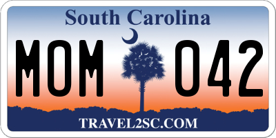 SC license plate MOM042