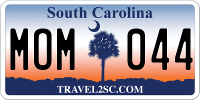 SC license plate MOM044
