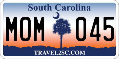 SC license plate MOM045