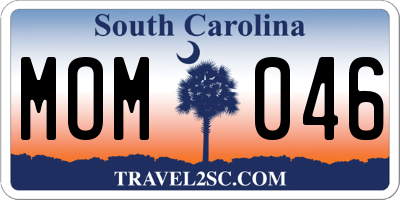 SC license plate MOM046