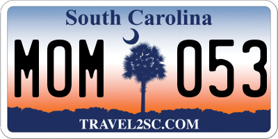 SC license plate MOM053