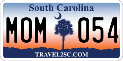 SC license plate MOM054