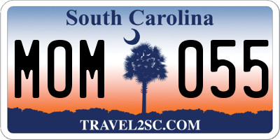 SC license plate MOM055
