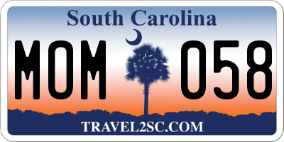 SC license plate MOM058