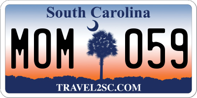 SC license plate MOM059