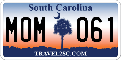 SC license plate MOM061