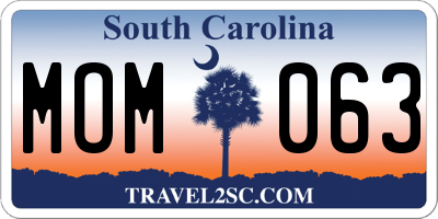SC license plate MOM063