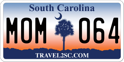SC license plate MOM064