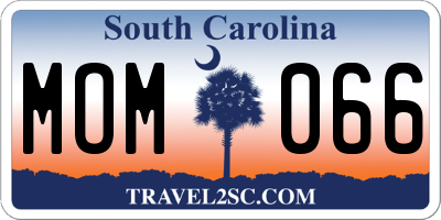 SC license plate MOM066
