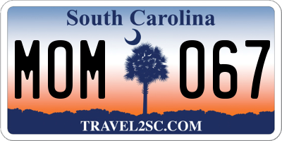 SC license plate MOM067