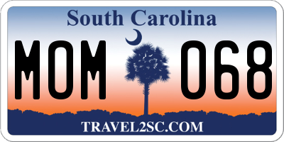 SC license plate MOM068