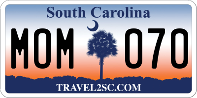 SC license plate MOM070