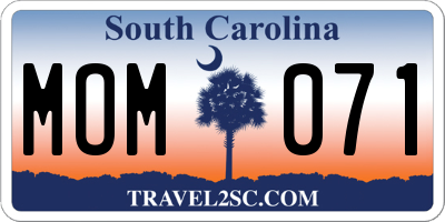 SC license plate MOM071