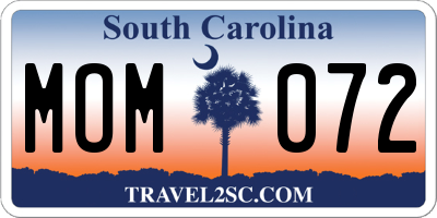 SC license plate MOM072