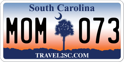 SC license plate MOM073