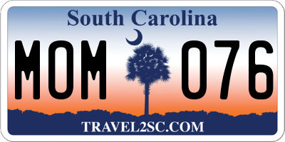SC license plate MOM076