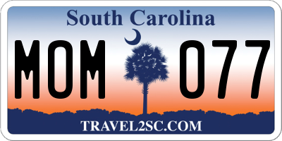 SC license plate MOM077