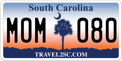 SC license plate MOM080