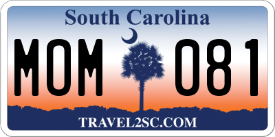 SC license plate MOM081