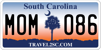SC license plate MOM086
