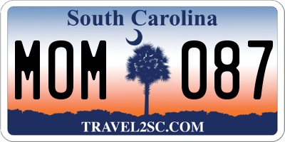SC license plate MOM087