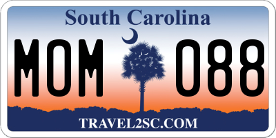 SC license plate MOM088