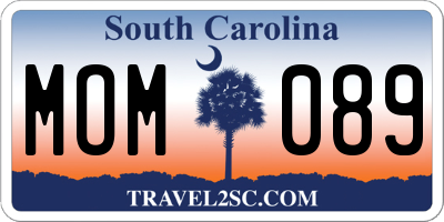 SC license plate MOM089