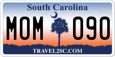 SC license plate MOM090