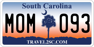 SC license plate MOM093