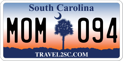 SC license plate MOM094