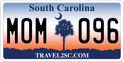 SC license plate MOM096