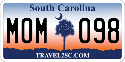 SC license plate MOM098