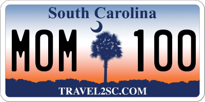 SC license plate MOM100