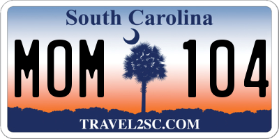 SC license plate MOM104